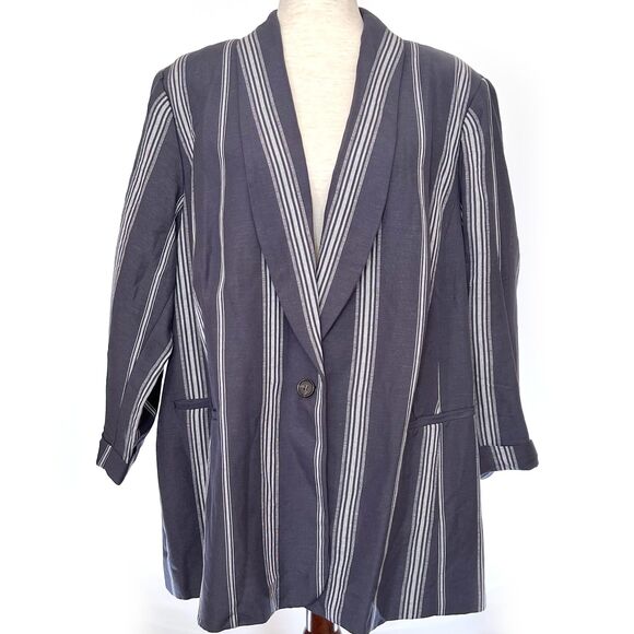 Lane Bryant Plus Sz 26 Linen Blend 3/4 Sleeve Blazer - Picture 1 of 10